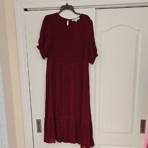Emma & Michele Deep Red Midi Dress
